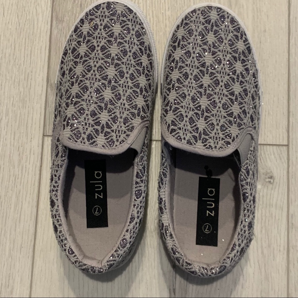 ZULA Slip On Gray Sparkly Loafers Shoes Size 7 - Picture 6 of 8